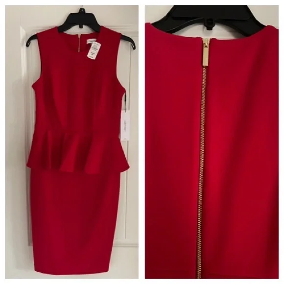 open lace back dress Womens Peplum Pencil Dress  Modest Structured Work Dress with Elbow Sleeves Navy / L at SexyModest